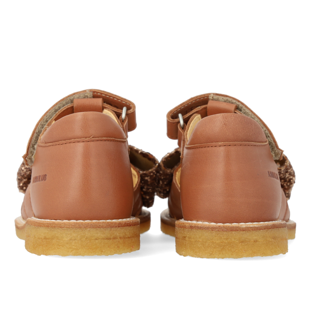 Sandal with glitter bow and velcro closure