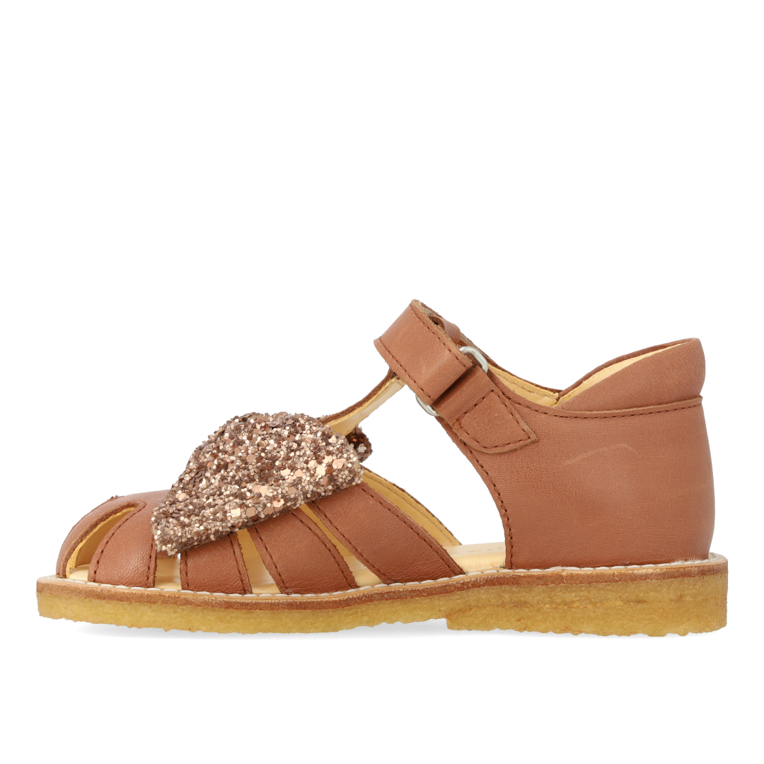 Sandal with glitter bow and velcro closure