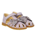 Sandal with glitter bow and Velcro closure