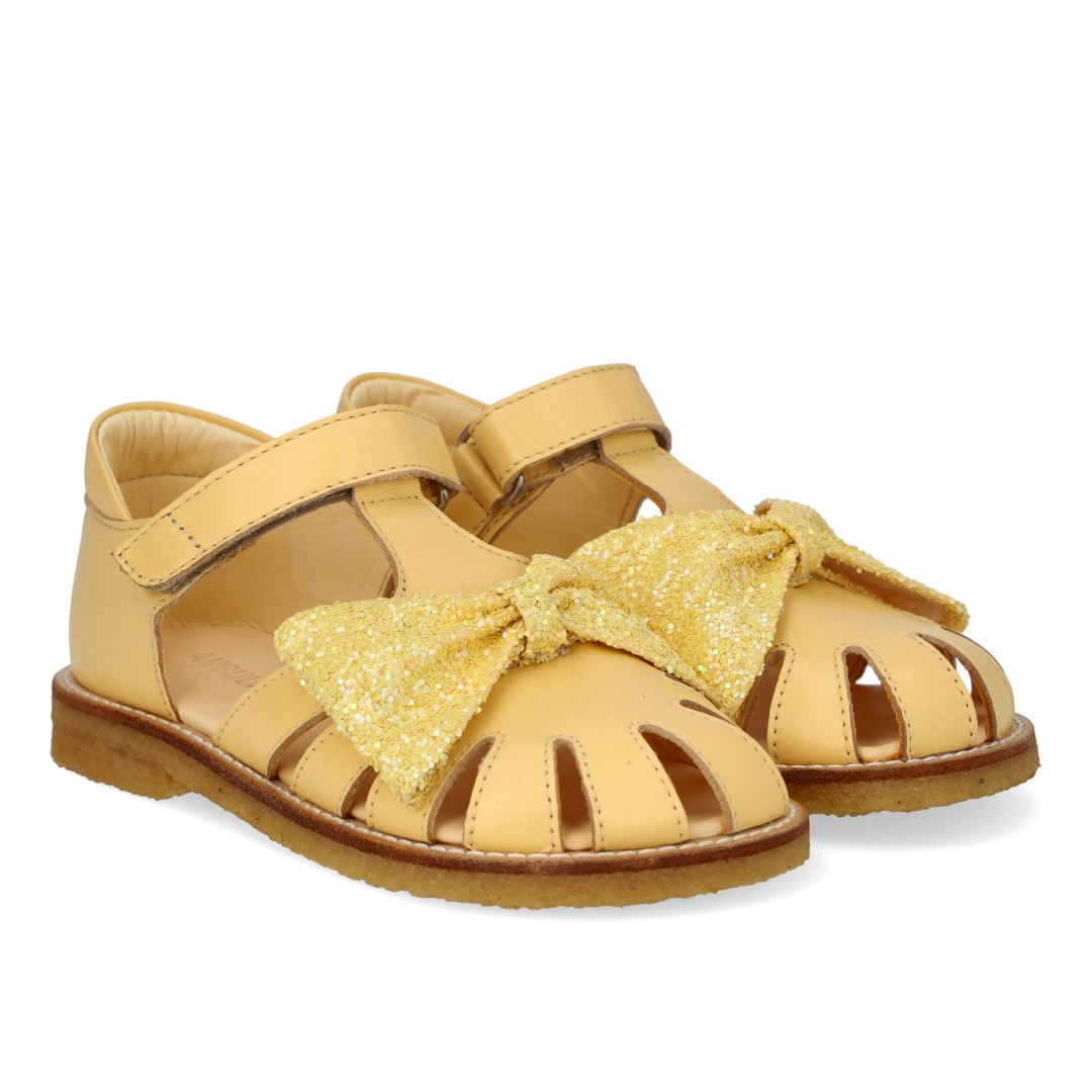 Sandal with glitter bow and Velcro closure
