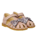 Sandal with glitter bow and Velcro closure