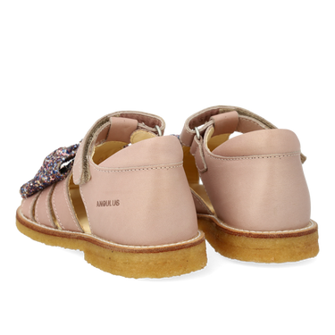 Sandal with glitter bow and velcro closure