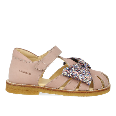 Sandal with glitter bow and velcro closure