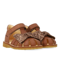 Toddler sandal with glitter bow and Velcro closure