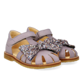 Toddler sandal with glitter bow and Velcro closure