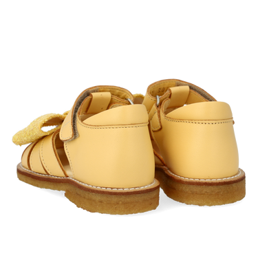 Starter sandal with glitter bow and velcro closure