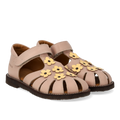 Sandal with flower appliqués