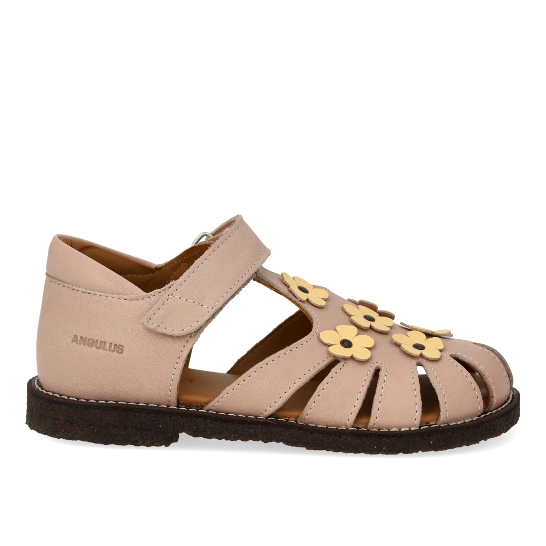 Sandal with flower appliqués