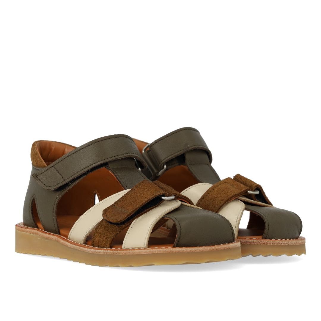 Colour block leather sandal