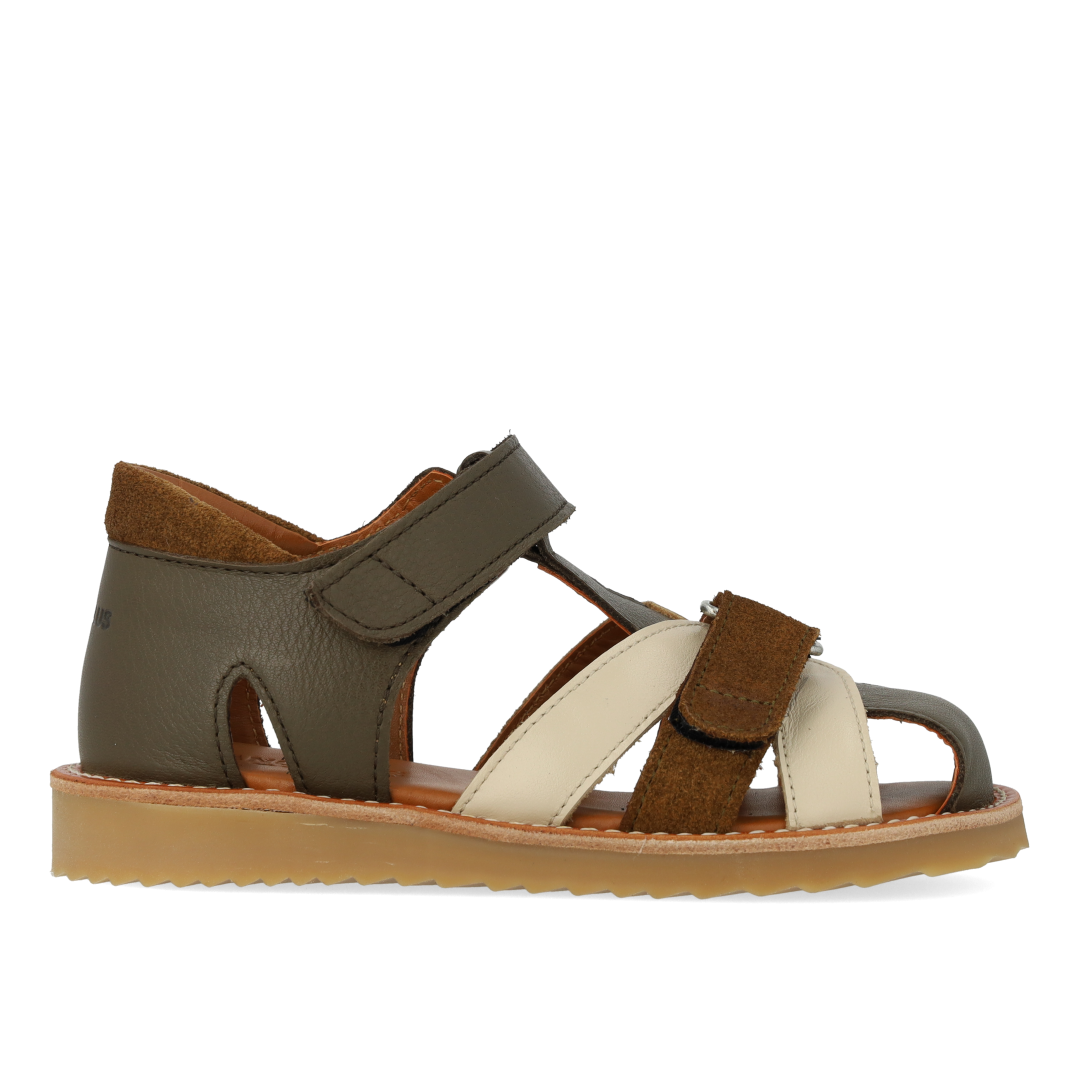Colour block leather sandal