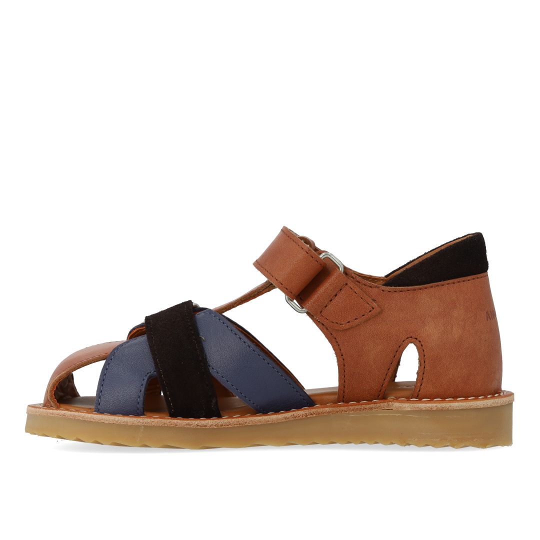 Colour block leather sandal