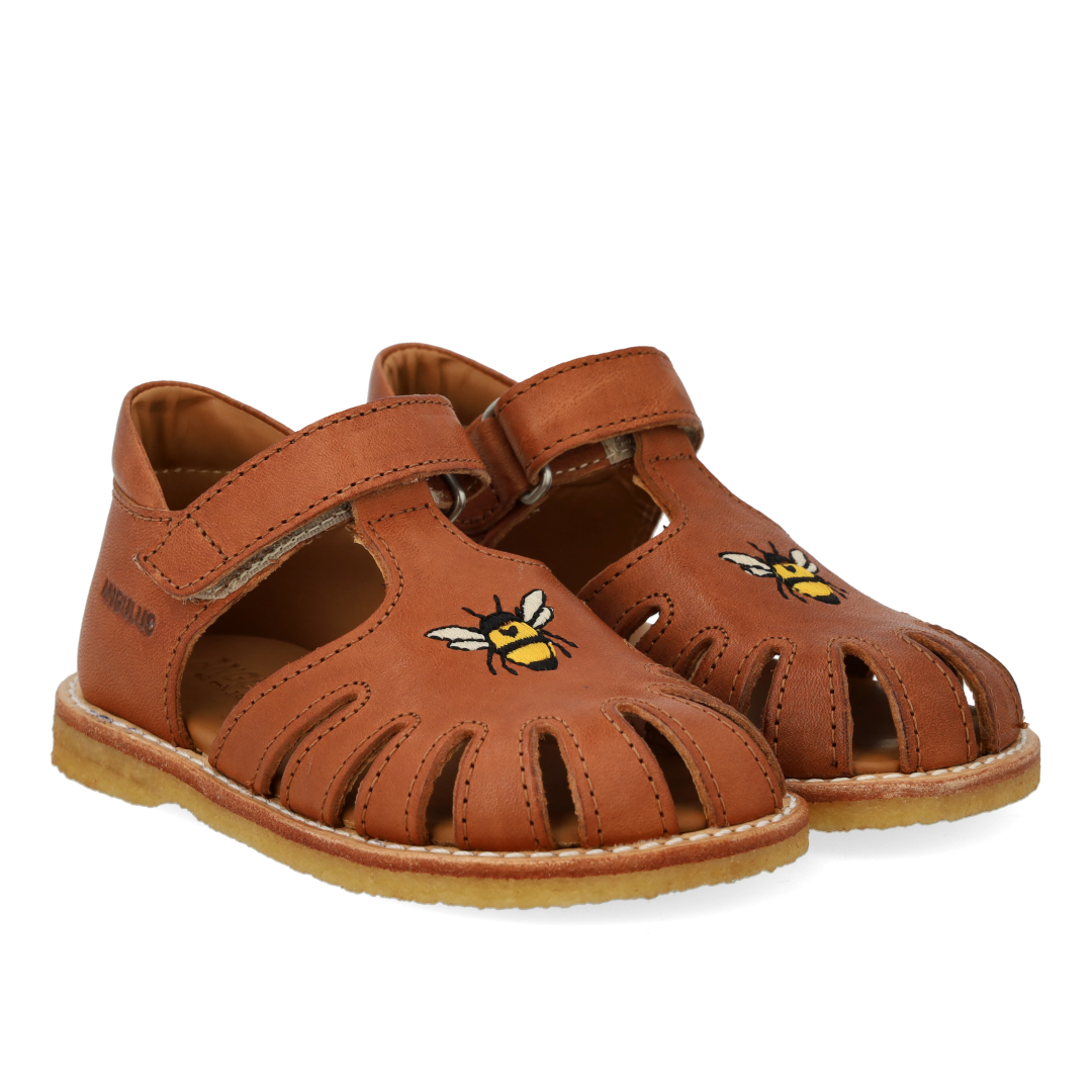Toddler sandal with bee embroidery