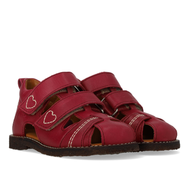 Starter sandal with contrast heart embroidery