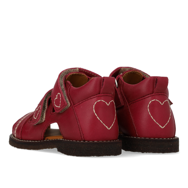 Starter sandal with contrast heart embroidery
