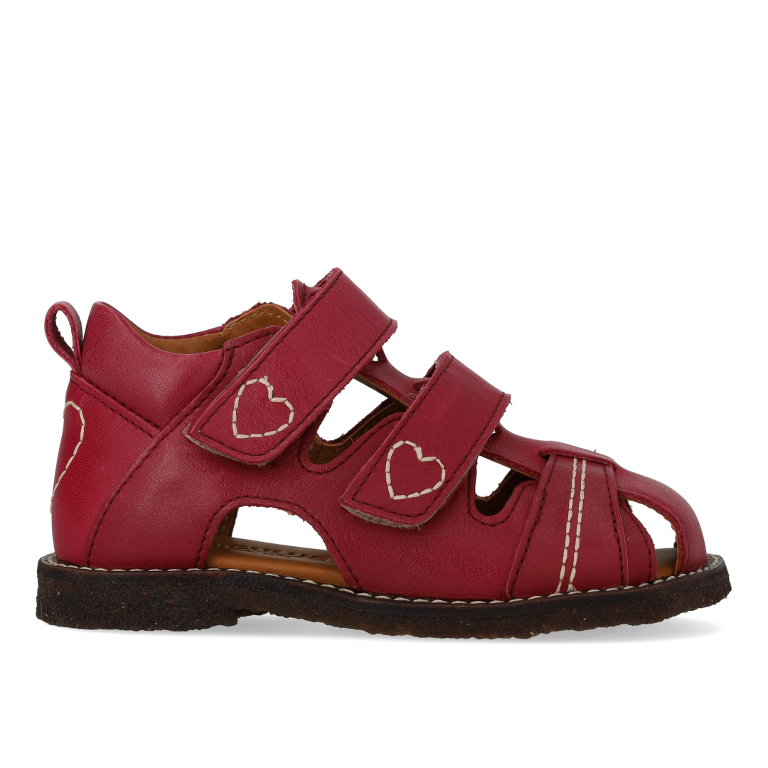 Toddler sandal with contrasting heart embroidery