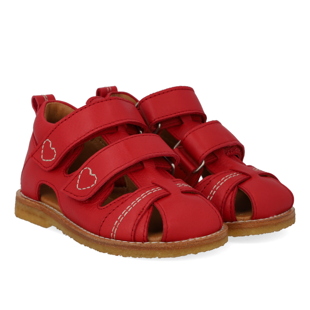 Toddler sandal with contrasting heart embroidery