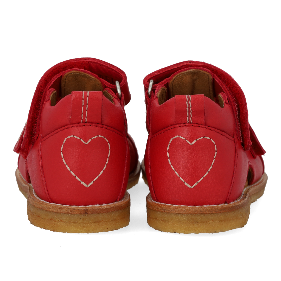 Toddler sandal with contrasting heart embroidery