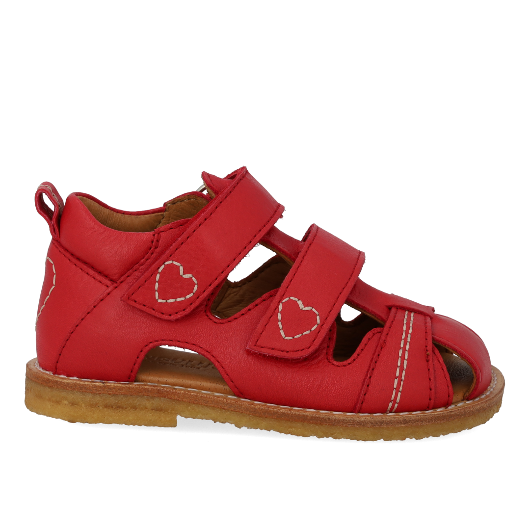 Toddler sandal with contrasting heart embroidery