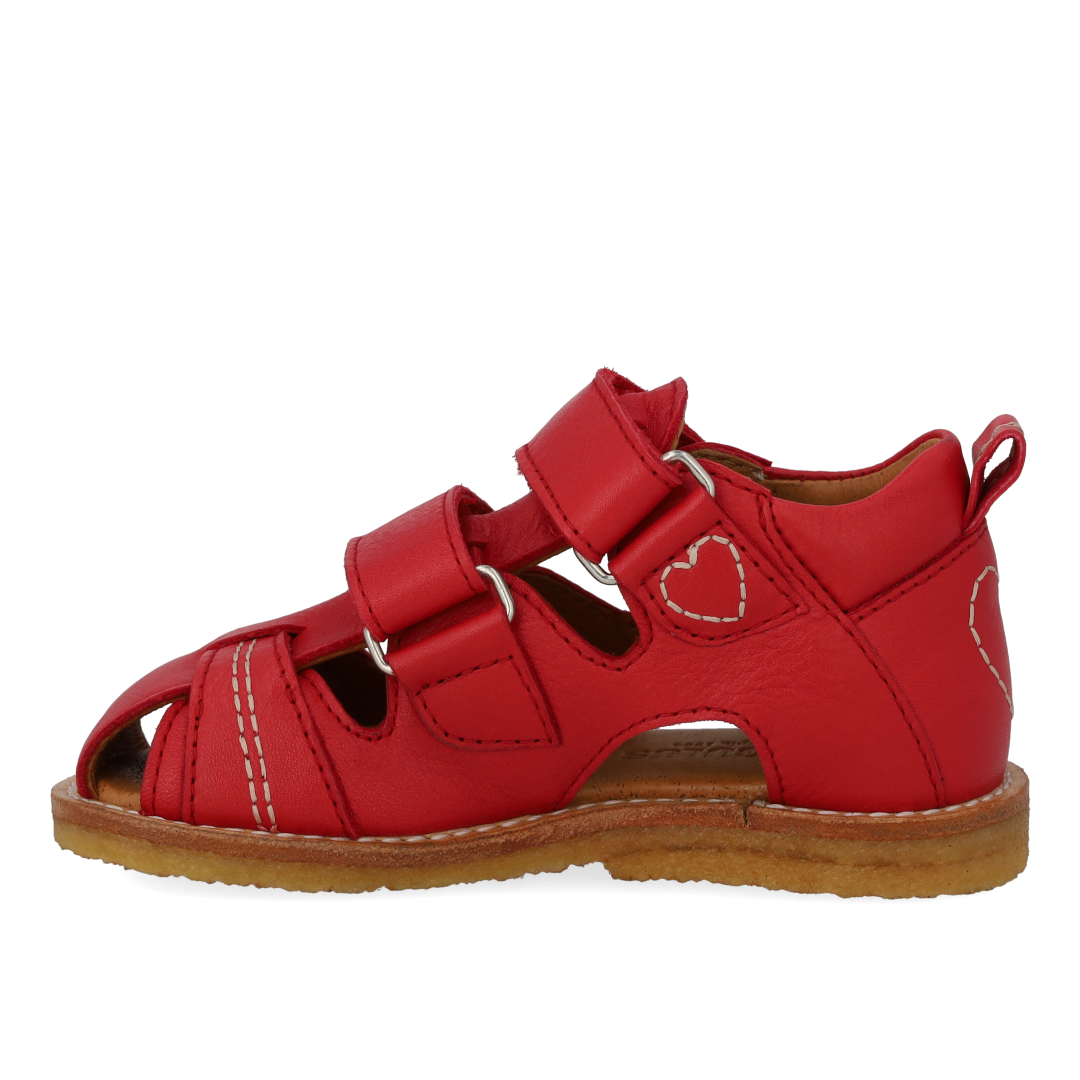 Toddler sandal with contrasting heart embroidery