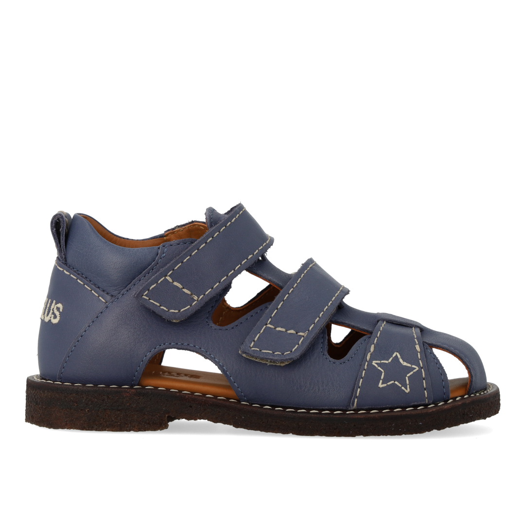 Leather sandal with star embroidery