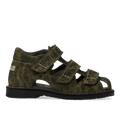 Sandal with stitching details and triple velcro
