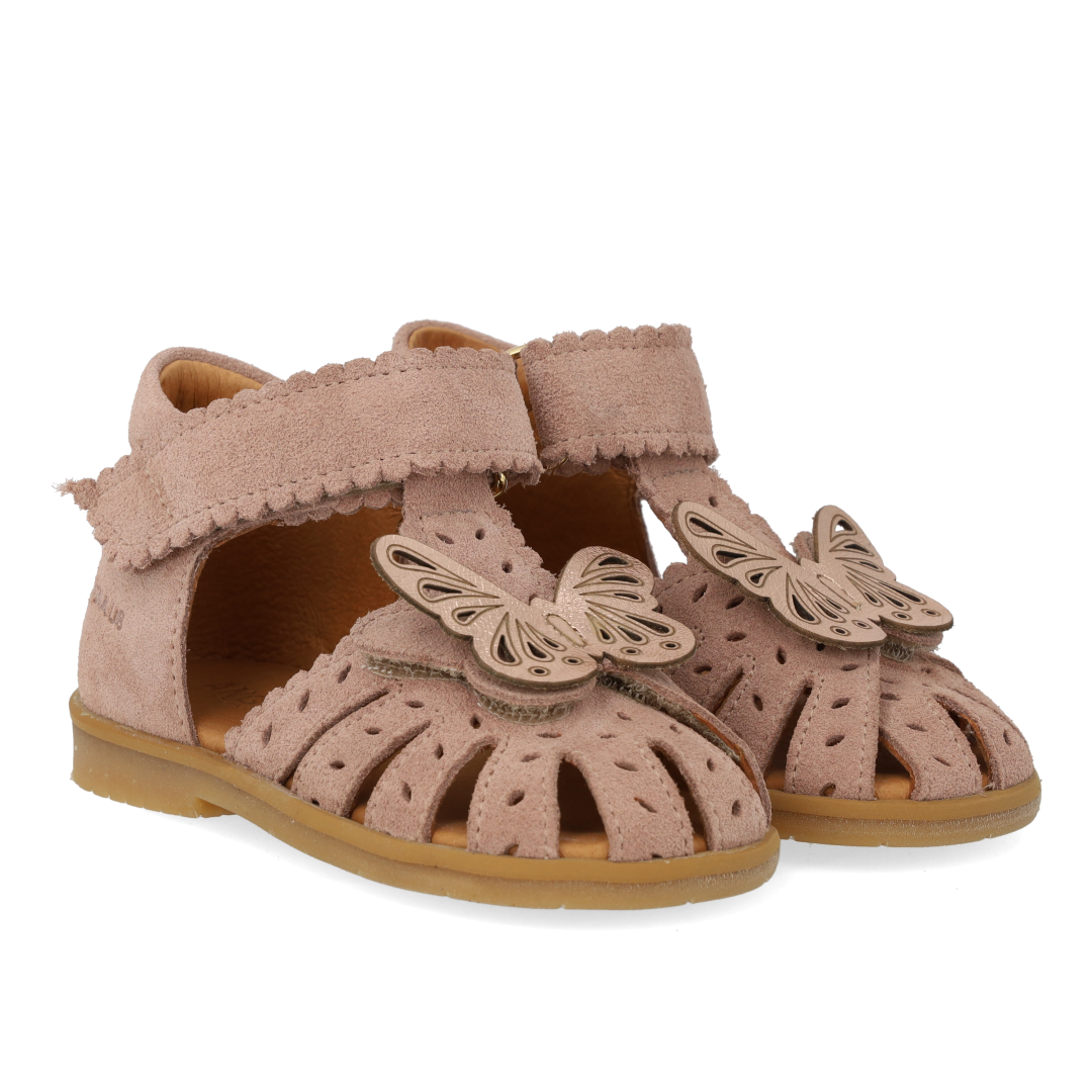 Sandal with butterfly and double velcro