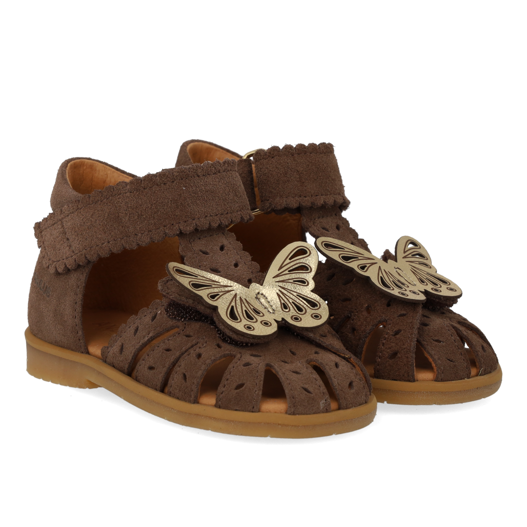 Sandal with butterfly and double velcro