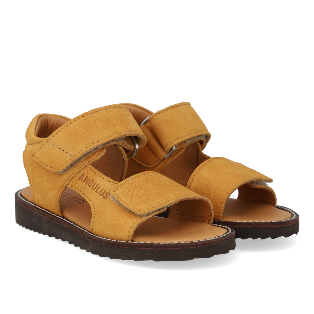 Sandal with open toe and double Velcro straps