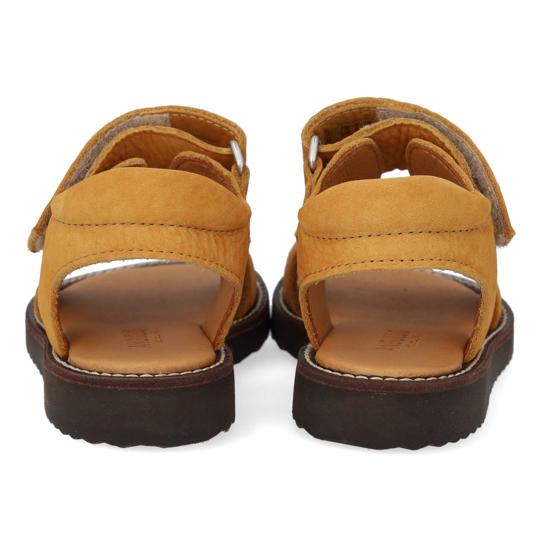 Sandal with open toe and double Velcro straps