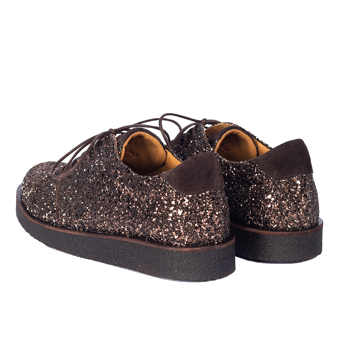 Glitter sneaker with platform sole