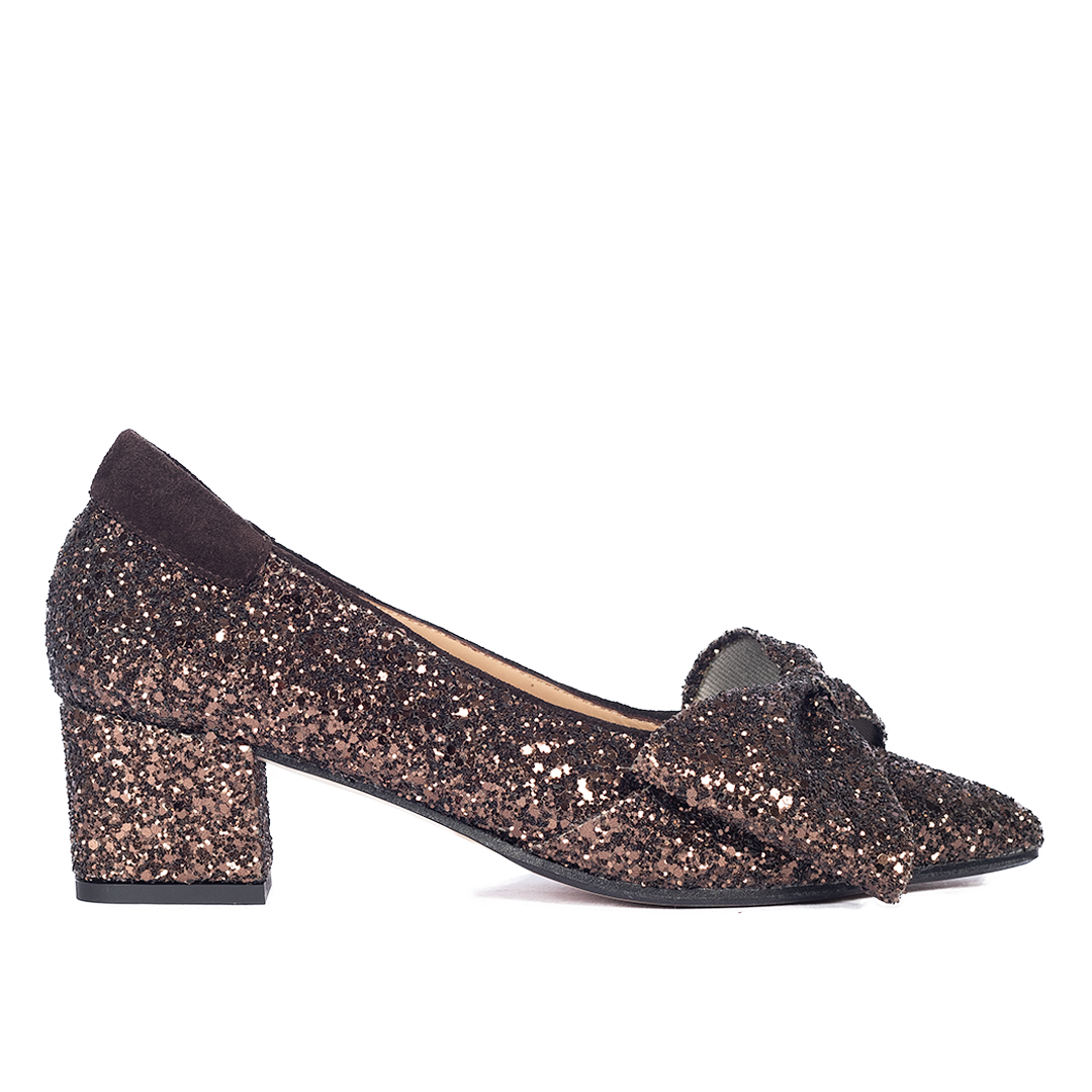 Bow pump in sparkling glitter