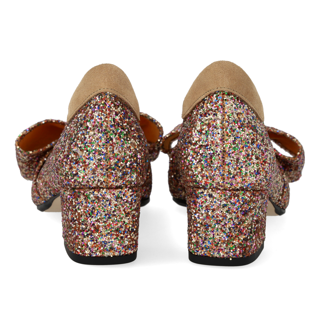 Bow pump in sparkling glitter