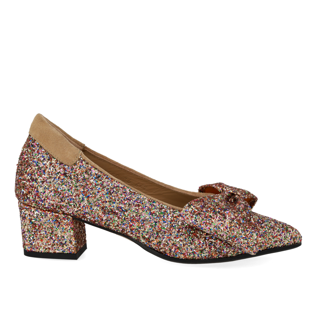 Bow pump in sparkling glitter