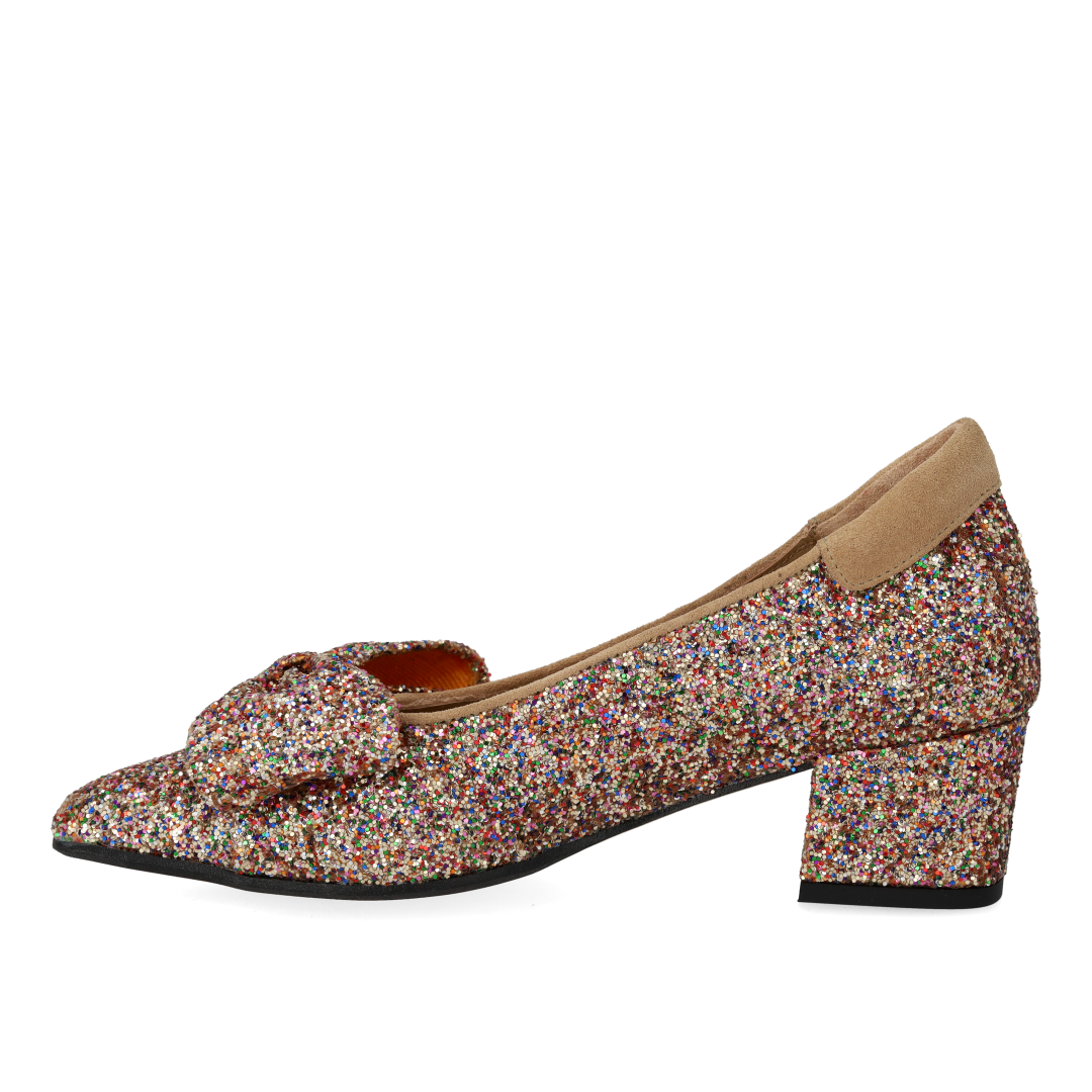 Bow pump in sparkling glitter