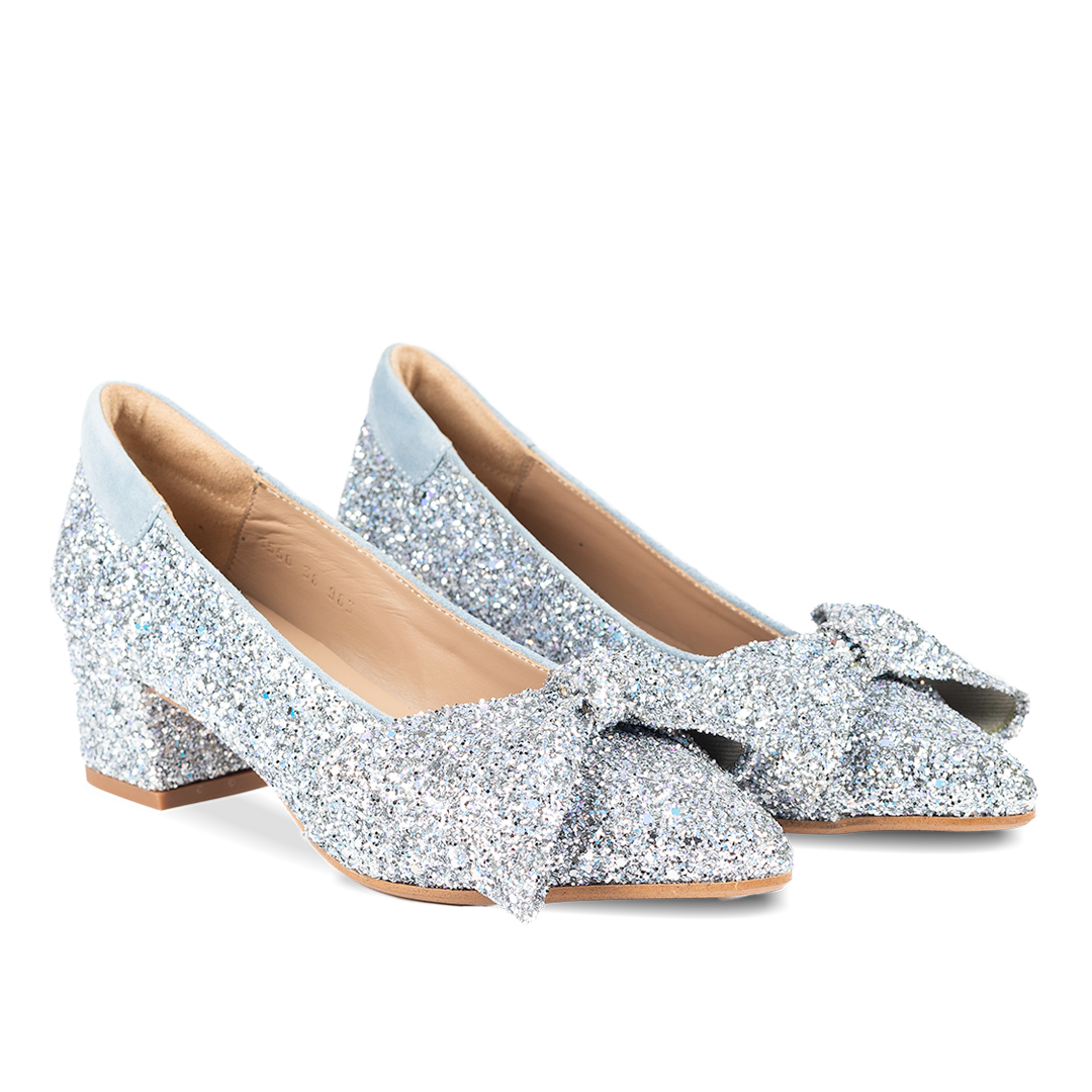 Bow pump in sparkling glitter