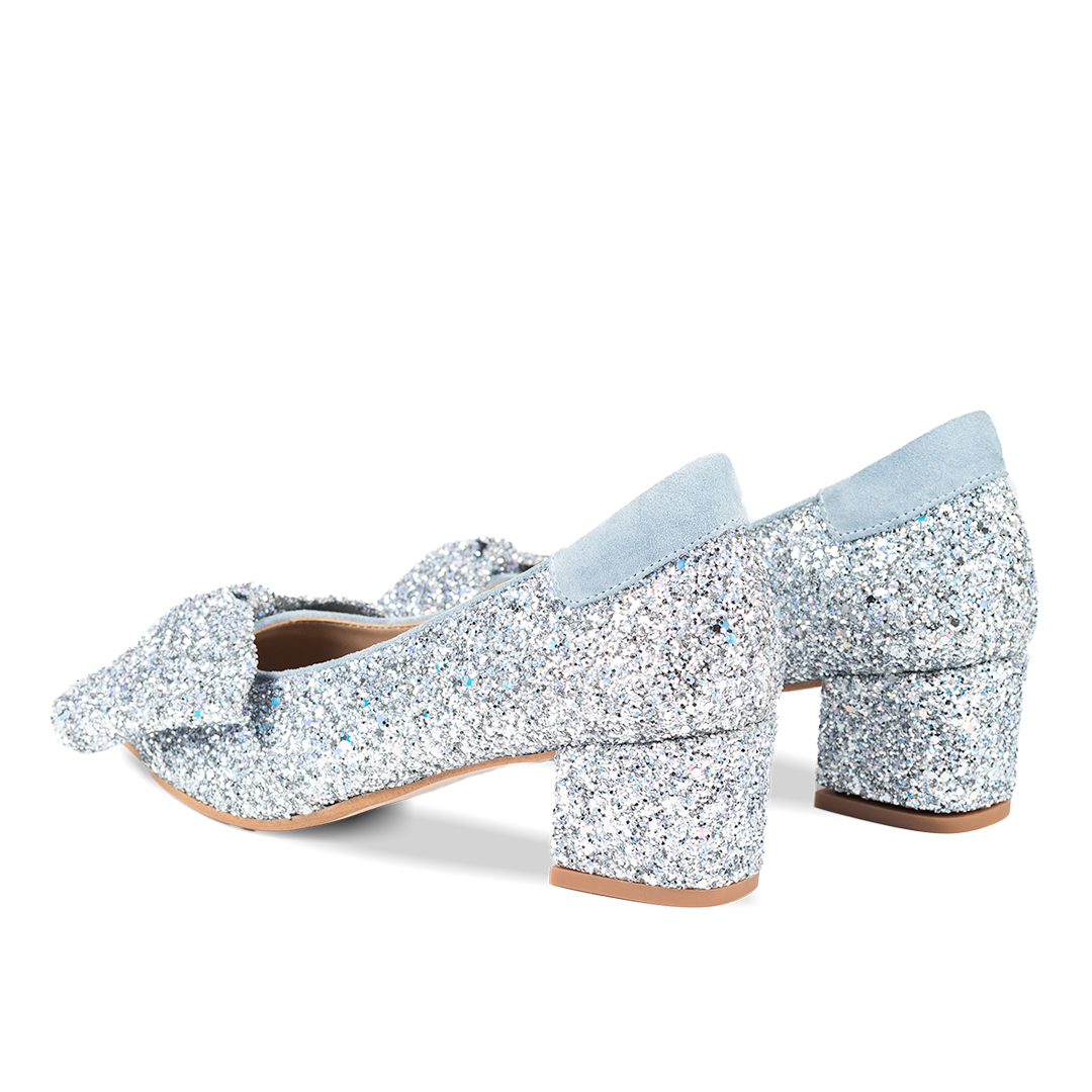 Bow pump in sparkling glitter