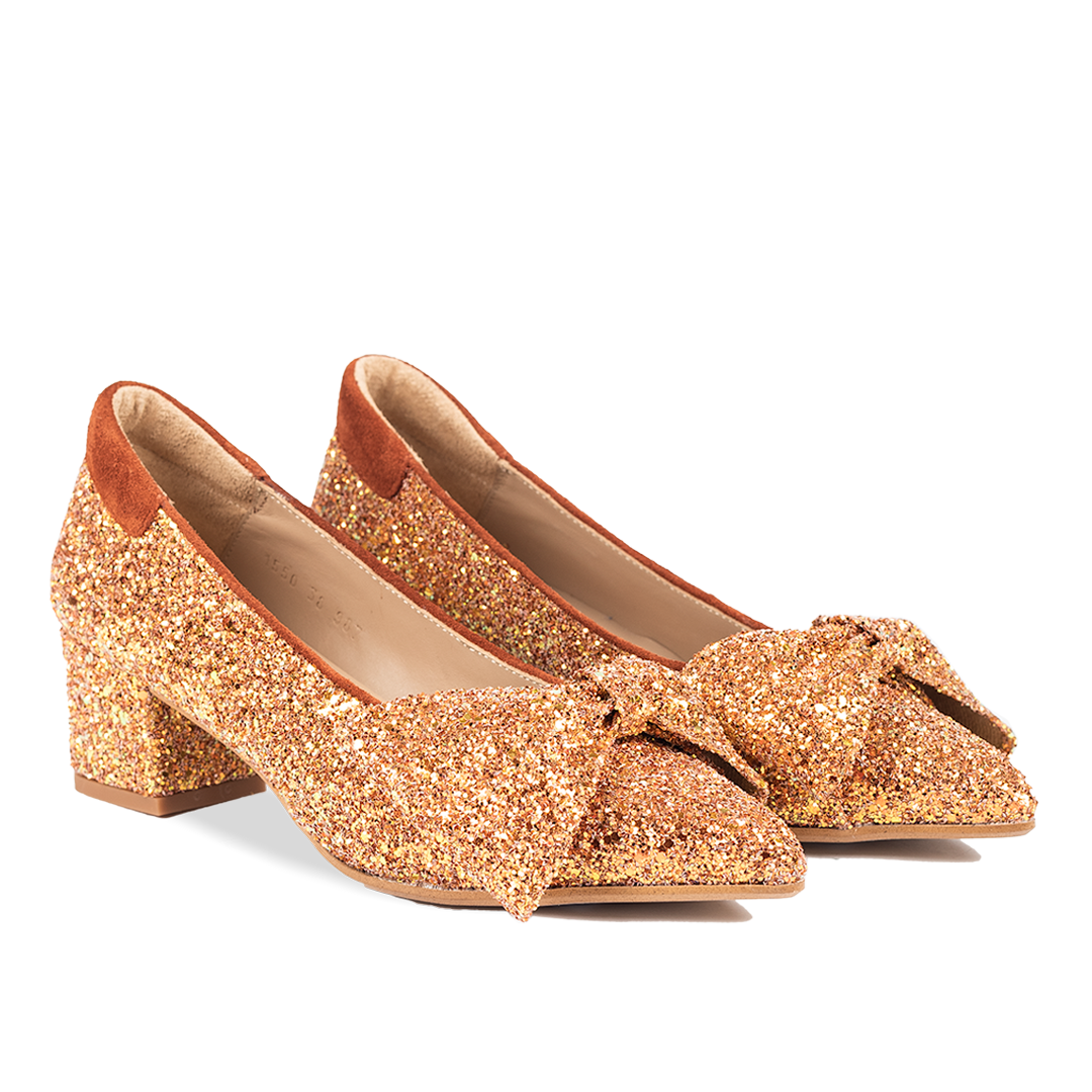 Bow pump in sparkling glitter