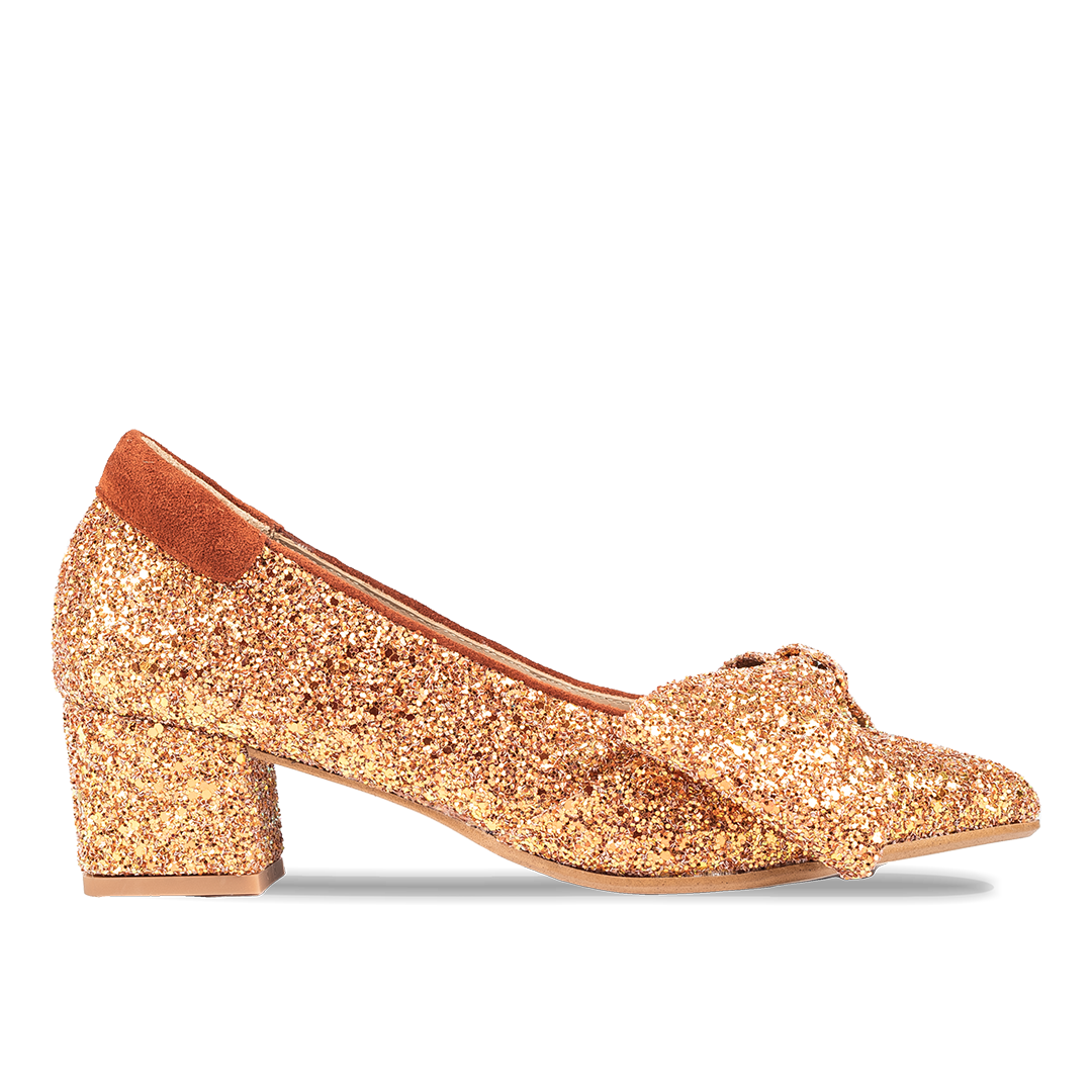 Bow pump in sparkling glitter