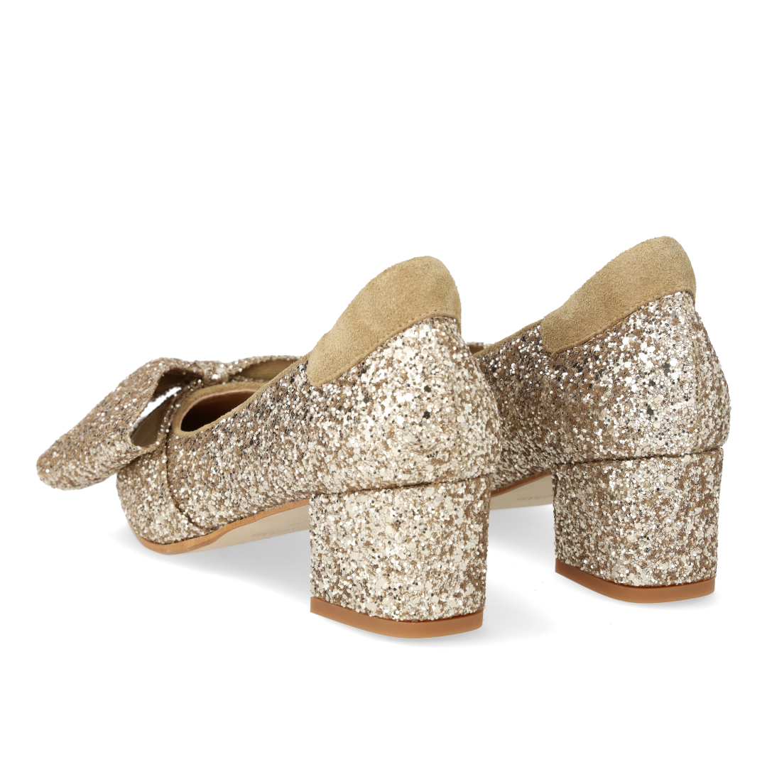 Bow pump in sparkling glitter
