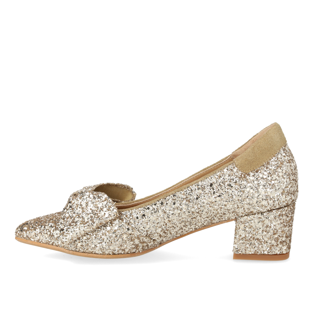 Bow pump in sparkling glitter