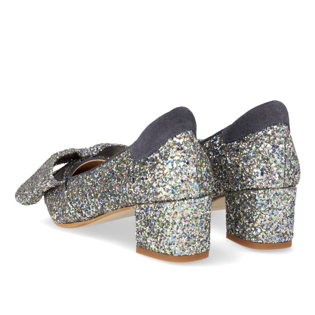 Bow pump in sparkling glitter