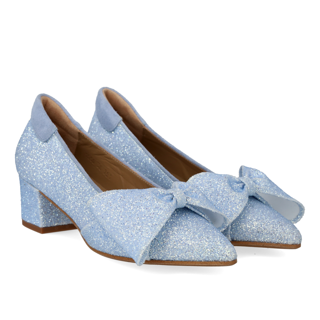 Bow pump in sparkling glitter