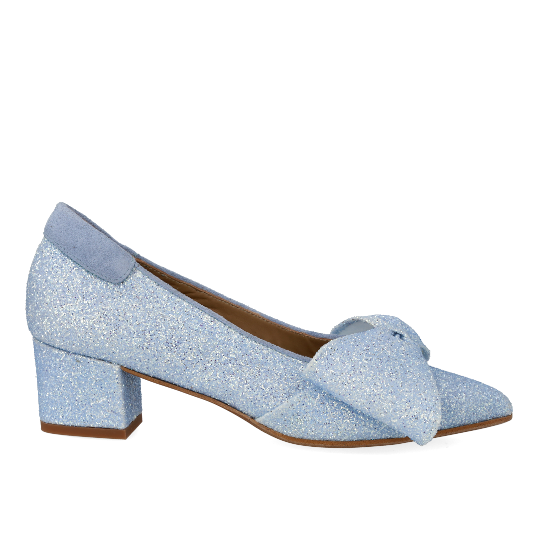Bow pump in sparkling glitter