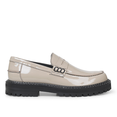 Brun klassisk lædersko med velcro-lukning til børn fra ANGULUS, vist fra siden på hvid baggrund