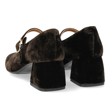 Mary Jane in soft velvet with a sculpted heel