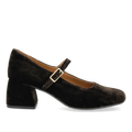 Mary Jane in soft velour with sculptural heel