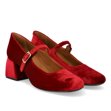 Mary Jane in soft velvet with a sculpted heel