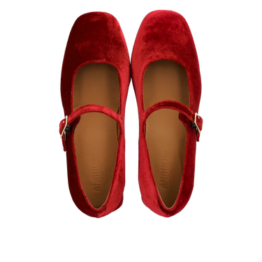 Mary Jane in soft velvet with a sculpted heel