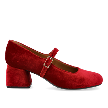 Mary Jane in soft velvet with a sculpted heel