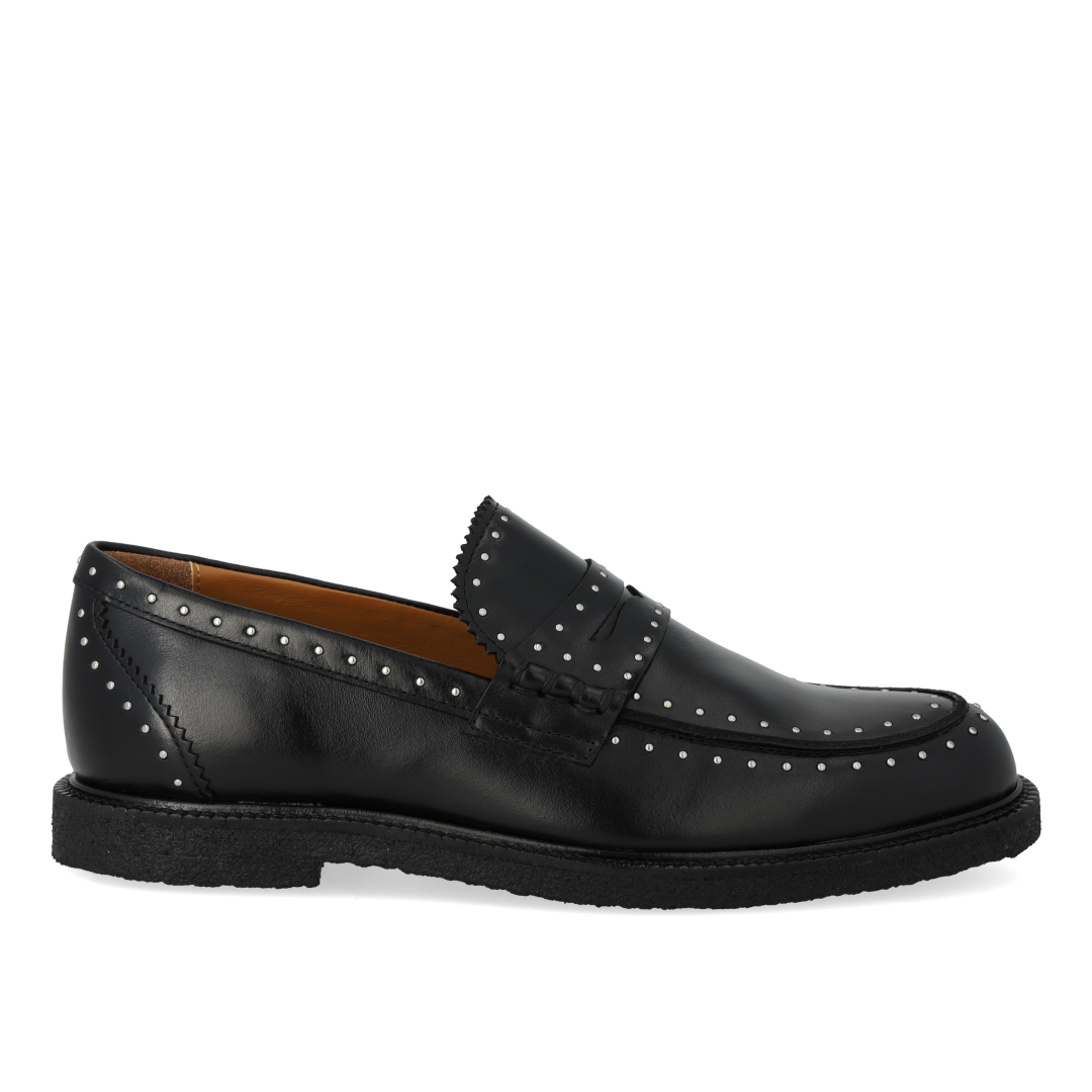 Classic penny loafer with decorative silver studs
